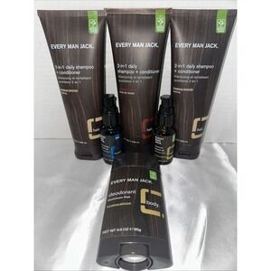 Every Man Jack Cedarwood Daily 2-in-1 Shampoo + Conditioner Shea Beard Oil 6 NEW